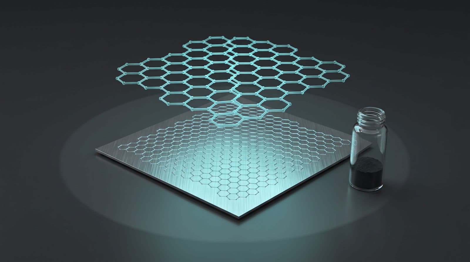 AI-generated placeholder: graphene material sample under laboratory lighting